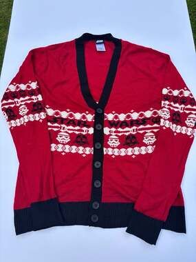 Star Wars Holiday Cardigan Sweater Red Black Size Medium
